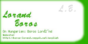 lorand boros business card